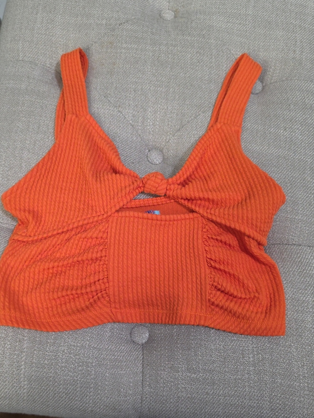 Urban Outfitters Women's Orange Ribbed Knot-Front Tank Top